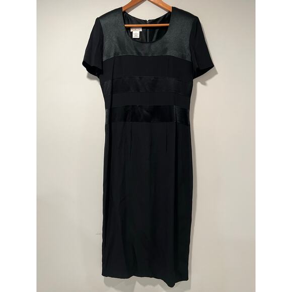 Talbots Cocktail Dress Short Sleeve Satin Panels Maxi Length Size 8 JL - Picture 1 of 12